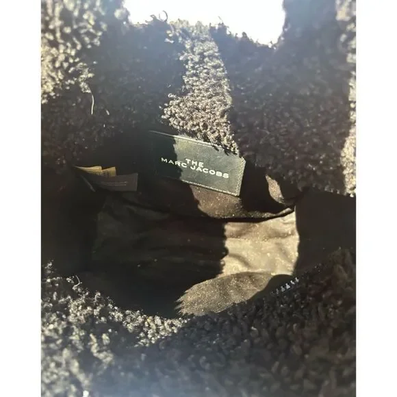 Marc Jacobs Black Sherpa Mini Tote with Logo Patch - Picture 9 of 11